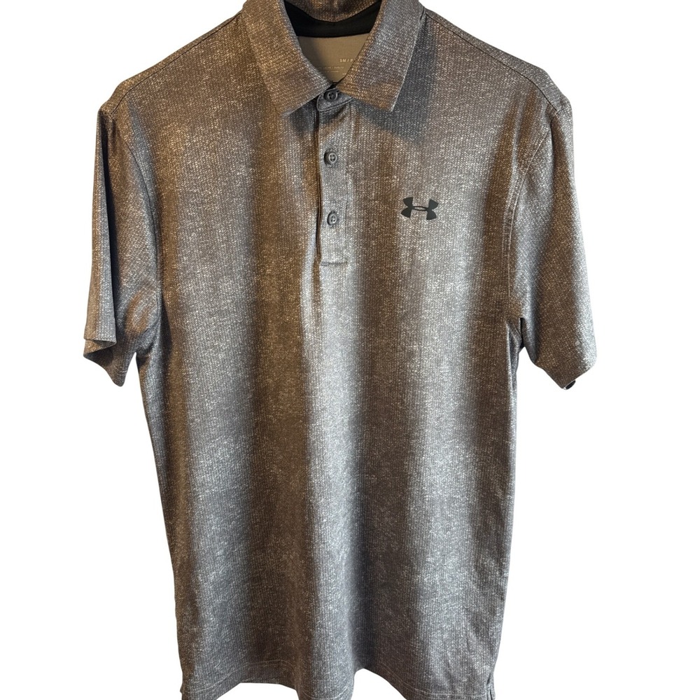 Under Armour Mens HeatGear Loose Fit Polo Golf Shirt‎ Grey Patterned Small SM